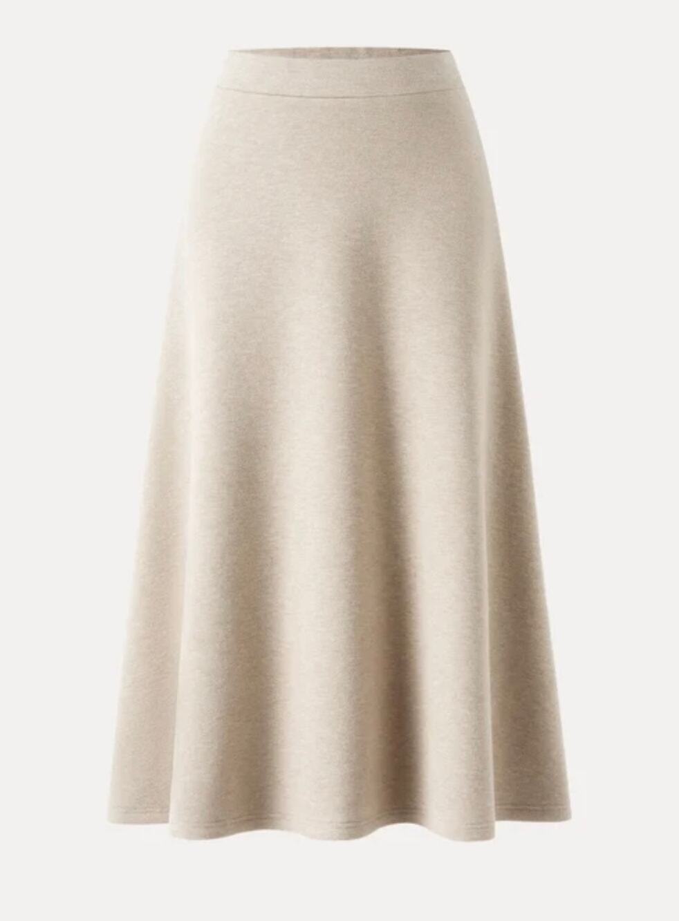 OGL Womens Size M Oatmeal Beige Knit High Waist Flared A-Line Midi Skirt Soft
